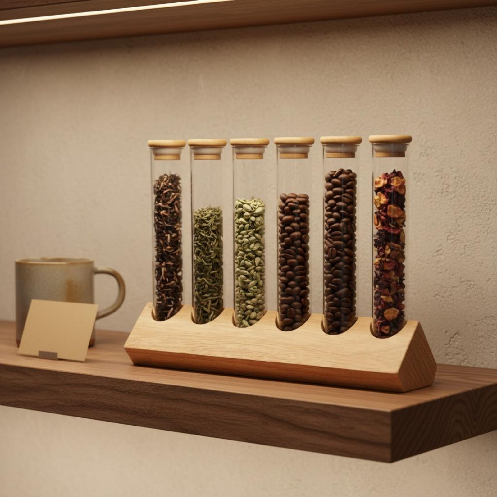 Glass Container Set - مجموعة حاويات زجاجية أنبوبية مع حامل