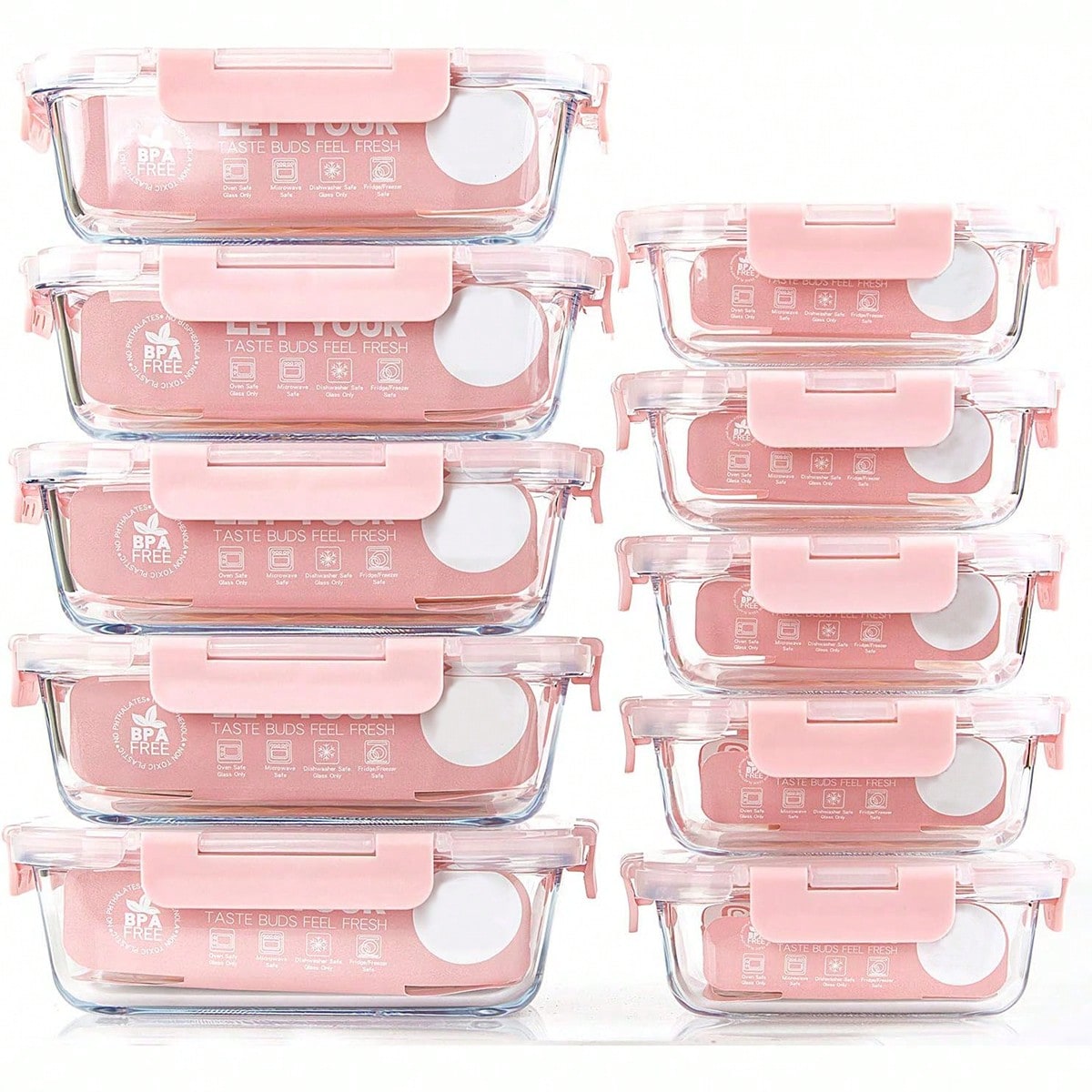 Meal Prep Dinners - 10 حاويات زجاجية لتحضير الوجبات، حاويات