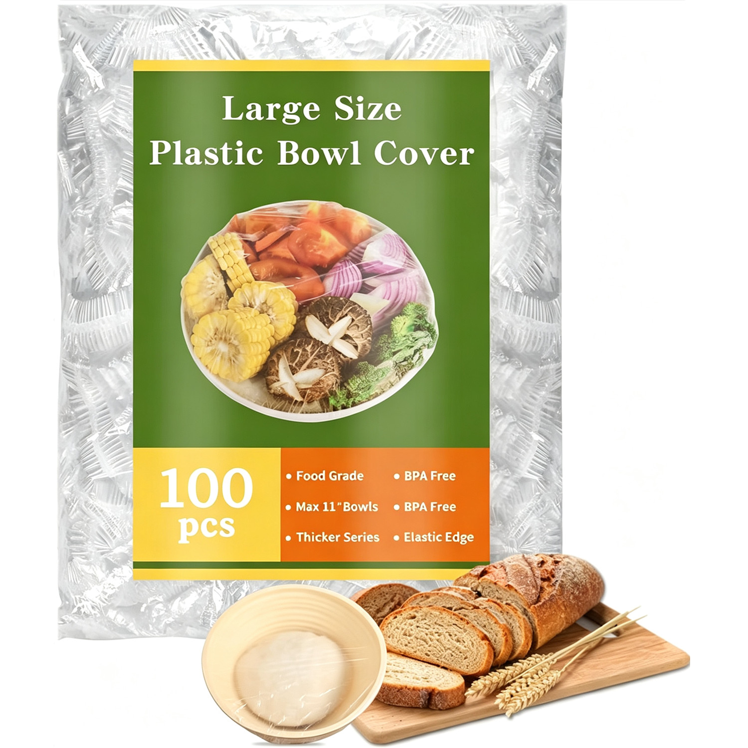 Meal Prep Dinners - 100 غلاف بلاستيكي كبير مرن قابل