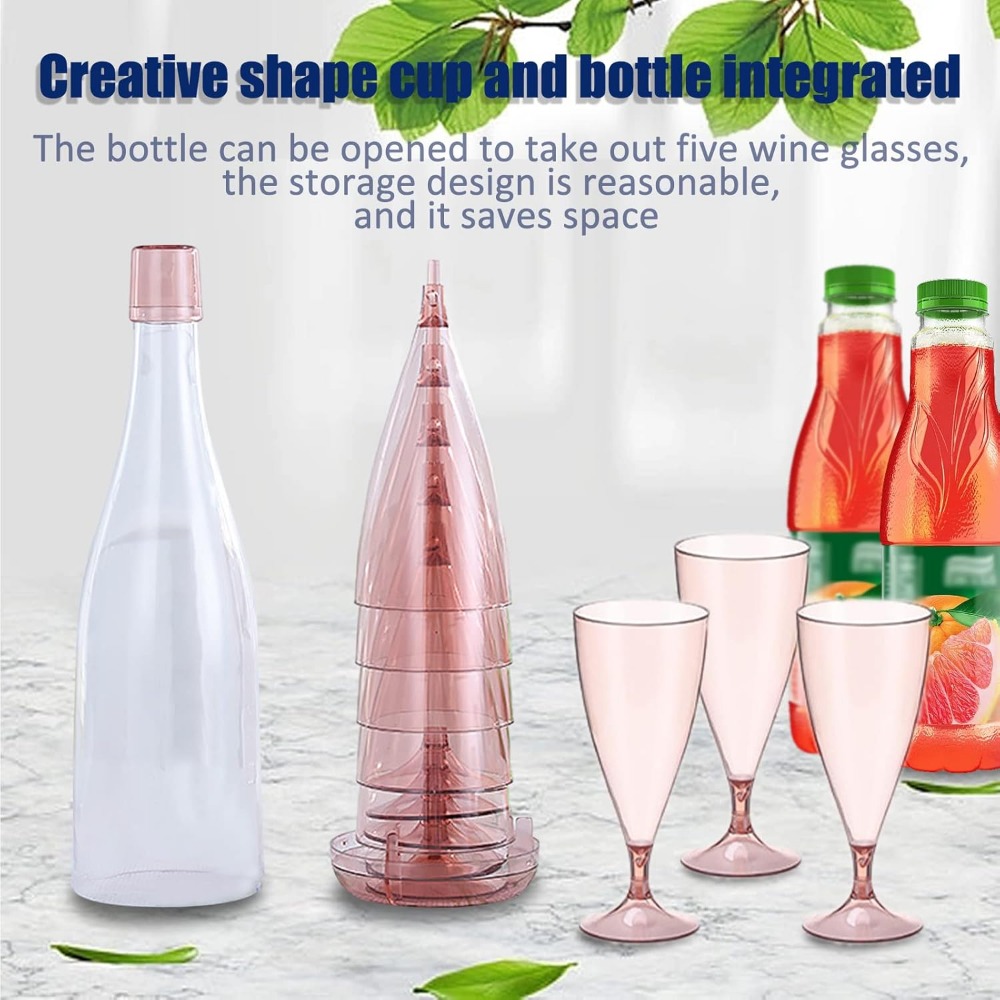 Glass Container Set - مجموعة أكواب شمبانيا ونبيذ بلاستيكية قابلة