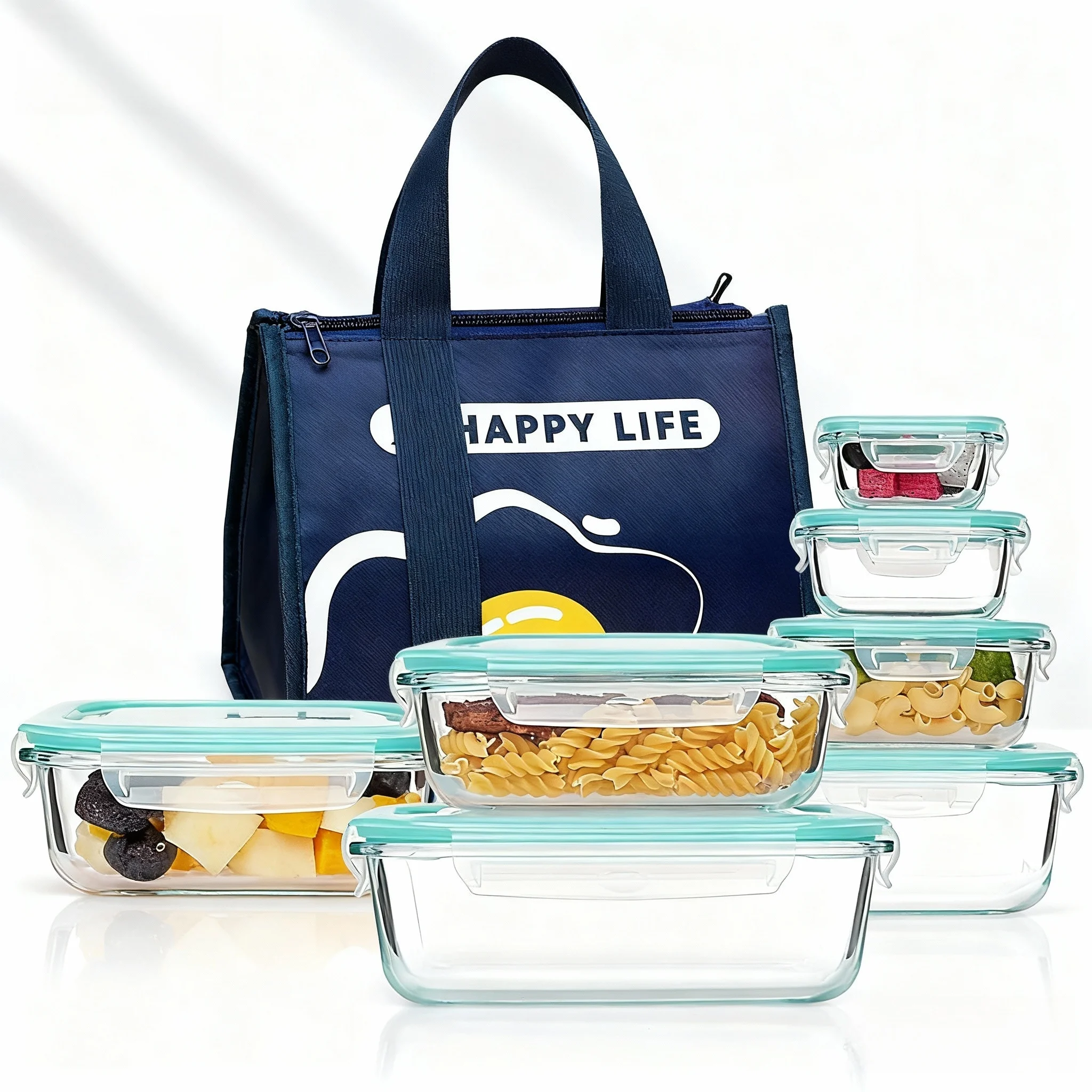 Meal Prep Rezepte - صندوق بينتو للغداء الزجاجي للبالغين، حاويات