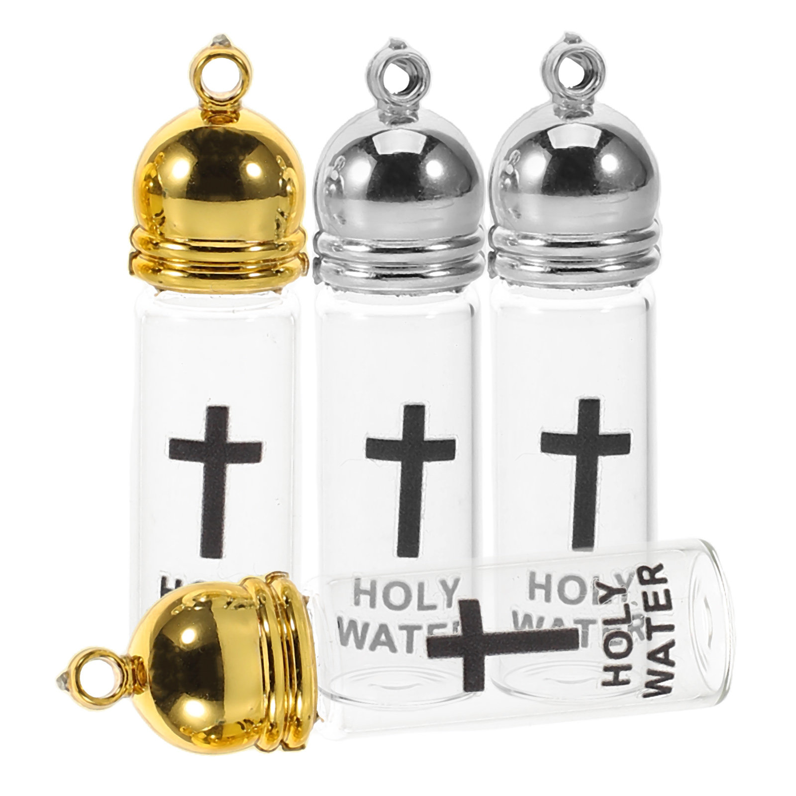Glass Container Set - 4 قطع زجاجات ماء مقدس زجاجية،