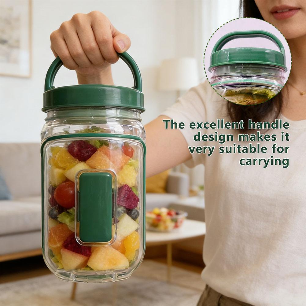 وعاء سلطة محمول مع شوكة وطبقة  - مراجعة Meal Prep Jar وسعره