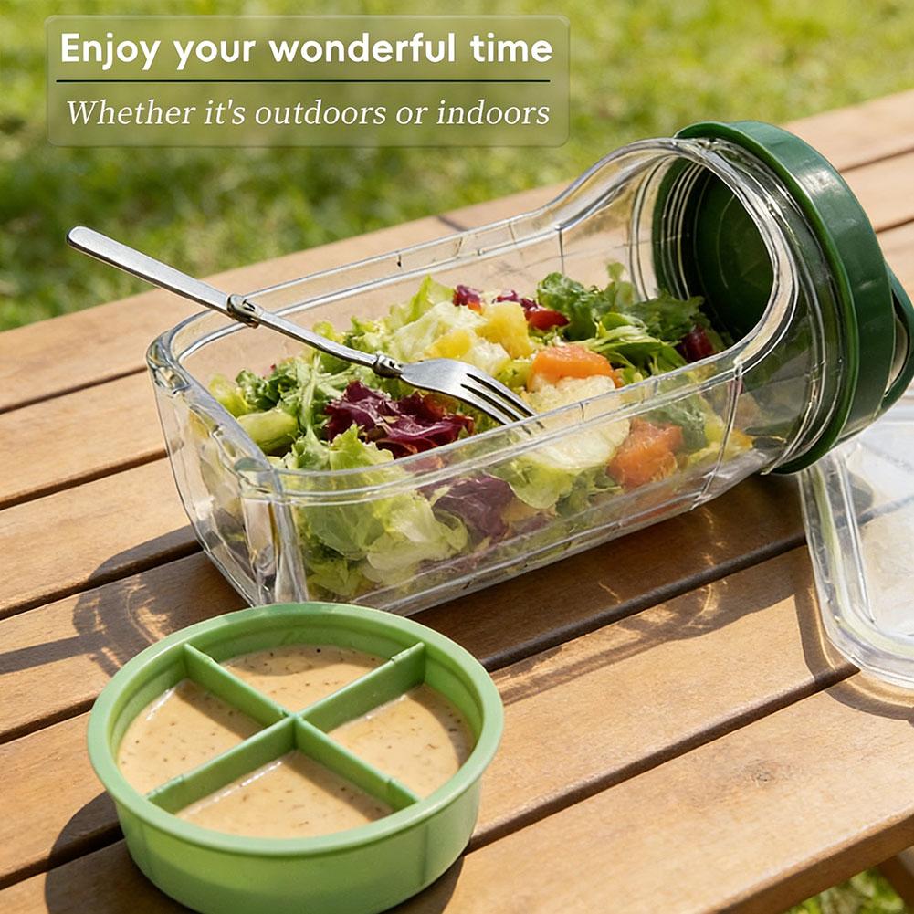 وعاء سلطة محمول مع شوكة وطبقة  - مراجعة Meal Prep Jar وسعره
