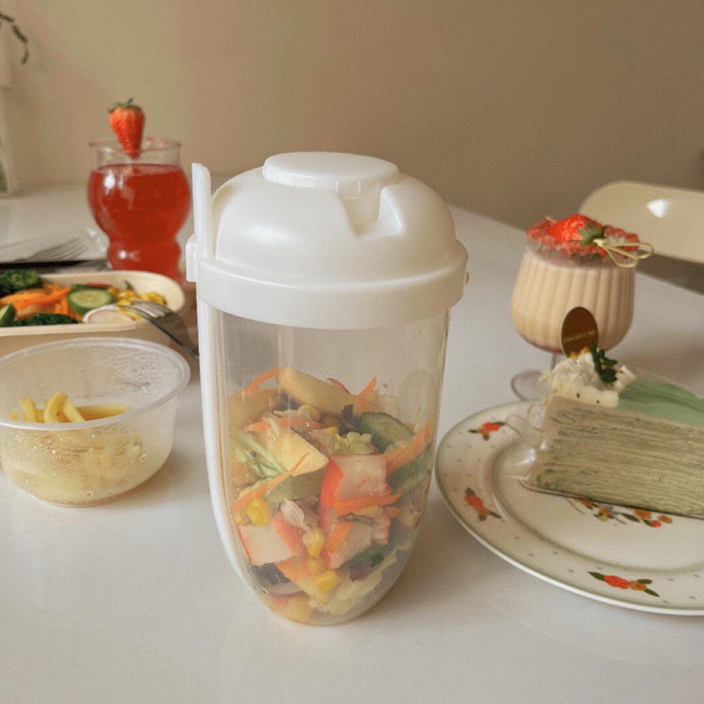 شاكر سلطة زجاجي محمول مع شوكة  - مراجعة Meal Prep Jar وسعره