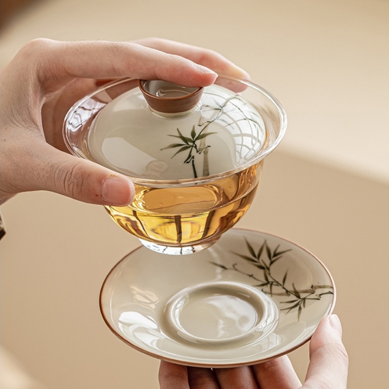 وعاء شاي من الخيزران مرسوم يدو - مراجعة Glass Container Set وسعره