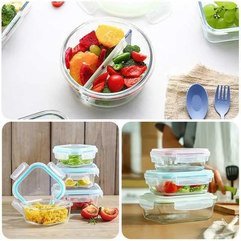 وعاء زجاجي شفاف متعدد الأقسام  - مراجعة Glass Container Set وسعره